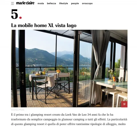 Marie Claire: 'Le vacanze Glamping In Italia da cui non torneremmo mai'